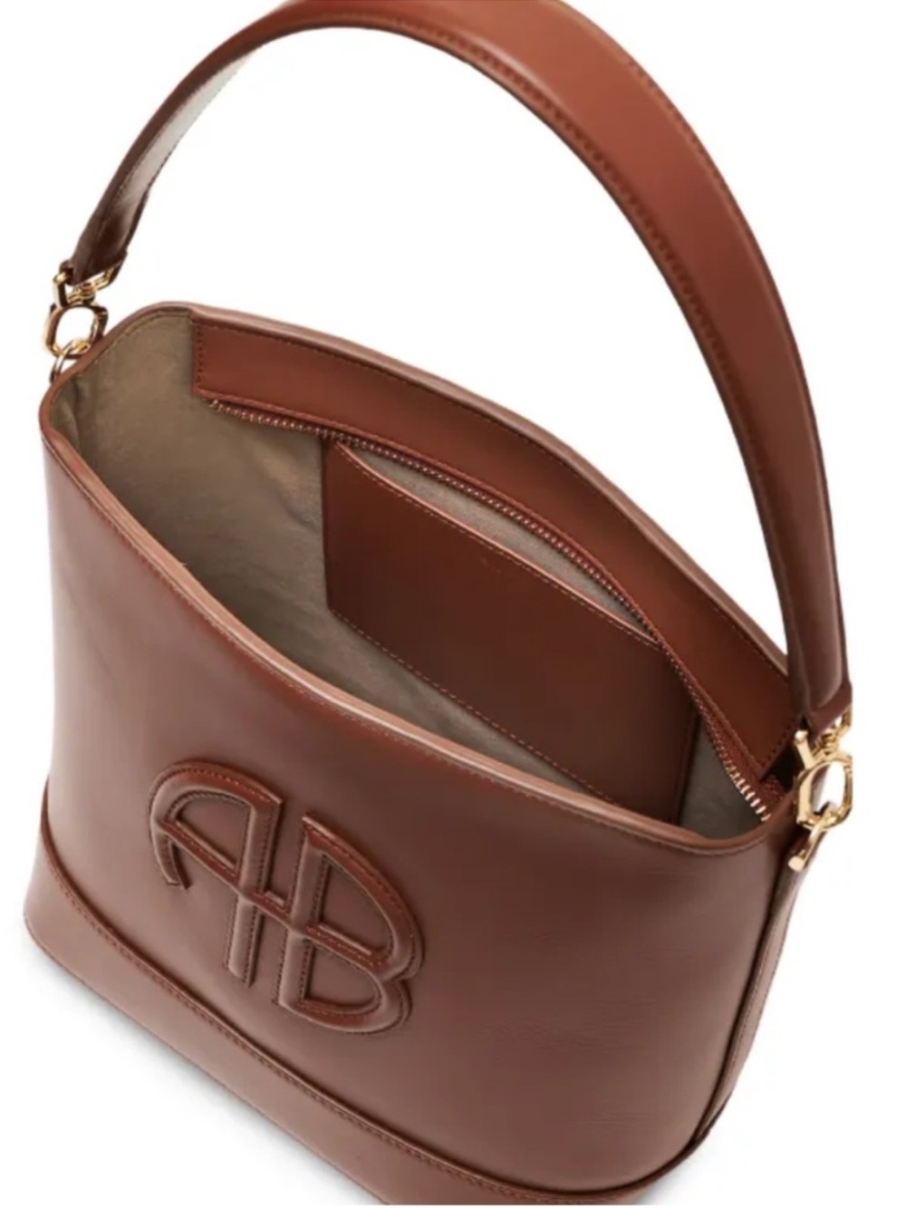 Anine Bing Leather Lili Bucket Bag Brown Retail $600.00 - Picture 3 of 16
